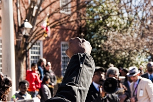 Image of a black person\\\\\\\'s fist in the air